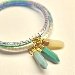 Faux Crystal Beaded Memory Bracelet